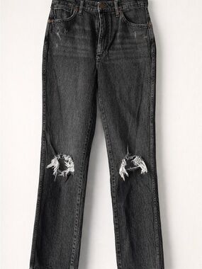 Wrangler Black Straight-Leg Distressed Jeans W 28  L 28